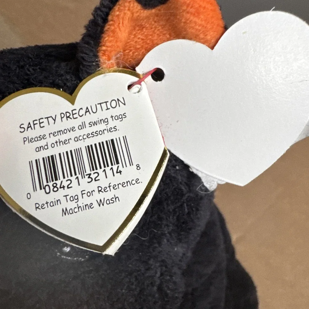 2008‎ Ty Pluffies TRICKERY the Black & Orange Halloween Cat Kitten Plush Tylux